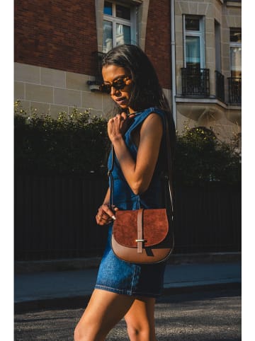 Victor & Hugo Paris Leder-Umhängetasche "Rhea" in Braun - (B)28 x (H)23 x (T)8 cm