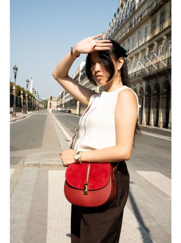 Victor & Hugo Paris Leder-Umhängetasche "Rhea" in Rot - (B)24 x (H)19 x (T)6 cm