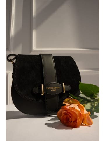 Victor & Hugo Paris Leder-Umhängetasche "Selva" in Schwarz - (B)21 x (H)18 x (T)6 cm