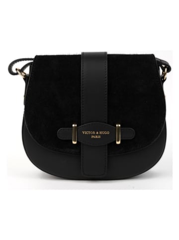Victor & Hugo Paris Leder-Umhängetasche "Selva" in Schwarz - (B)21 x (H)18 x (T)6 cm
