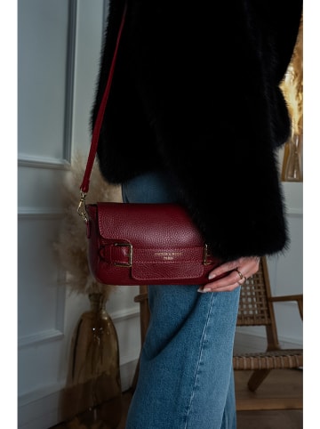 Victor & Hugo Paris Leder-Umhängetasche "Lyana" in Bordeaux - (B)22 x (H)15 x (T)6 cm