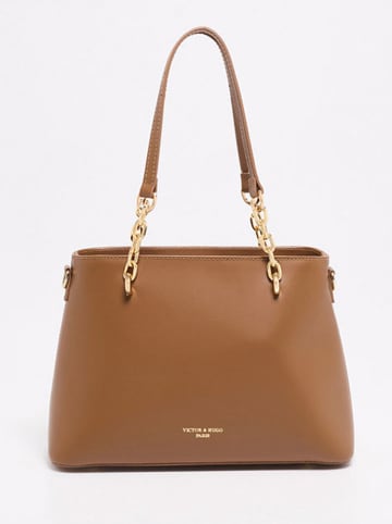 Victor & Hugo Paris Leren schoudertas "Prague" lichtbruin - (B)30 x (H)22 x (D)10 cm