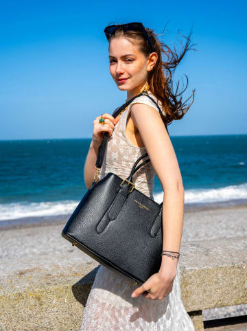 Victor & Hugo Paris Leder-Schultertasche "Tuileries" in Schwarz - (B)31 x (H)23 x (T)11 cm