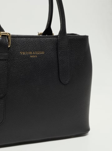 Victor & Hugo Paris Leder-Schultertasche "Tuileries" in Schwarz - (B)31 x (H)23 x (T)11 cm