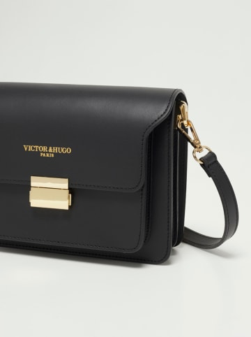 Victor & Hugo Paris Leren schoudertas "Chanon" zwart - (B)22,5 x (H)15 x (D)6,5 cm
