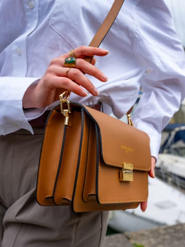 Victor & Hugo Paris Leder-Umhängetasche "Chanon" in Camel - (B)22,5 x (H)15 x (T)6,5 cm