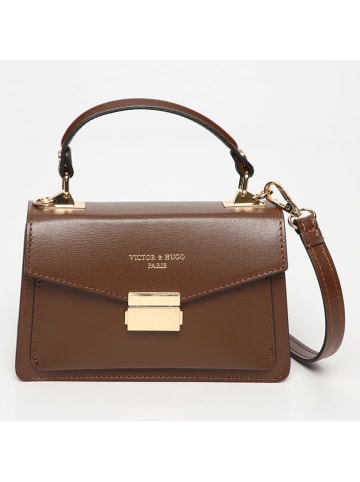 Victor & Hugo Paris Leren handtas "Leah" in bruin - (B)18,5 x (H)12,5 x (D)6 cm