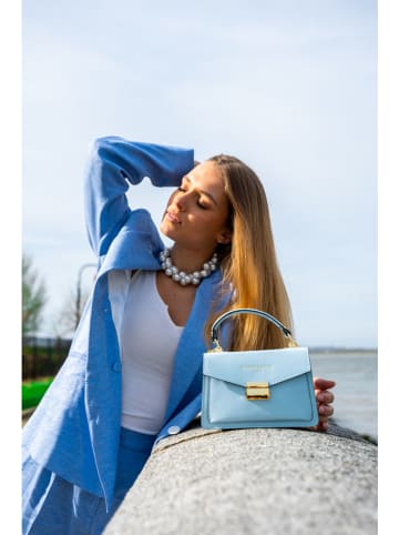 Victor & Hugo Paris Leder-Henkeltasche "Leah" in Hellblau - (B)18,5 x (H)12,5 x (T)6 cm