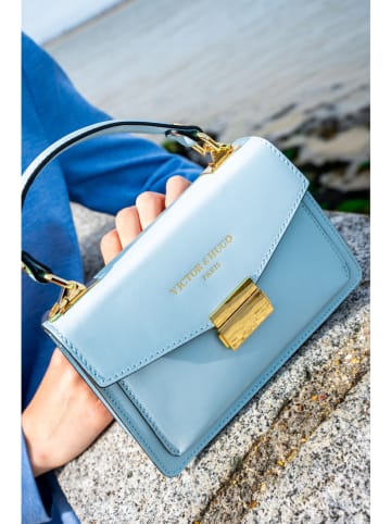 Victor & Hugo Paris Skórzana torebka "Leah" w kolorze błękitnym - 18,5 x 12,5 x 6 cm