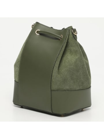 Victor & Hugo Paris Skórzana torebka "Mini Livy" w kolorze khaki - 18 x 21,5 x 11 cm