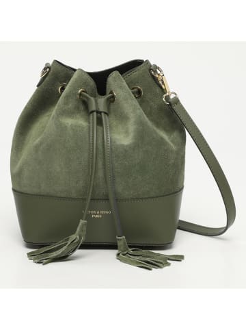 Victor & Hugo Paris Leder-Henkeltasche "Mini Livy" in Khaki - (B)18 x (H)21,5 x (T)11 cm