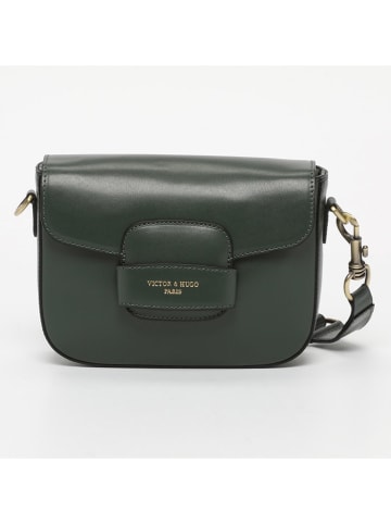 Victor & Hugo Paris Leder-Umhängetasche "Elaine" in Dunkelgrün - (B)26 x (H)16 x (T)6 cm