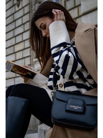 Victor & Hugo Paris Leder-Umhängetasche "Eliane" in Schwarz - (B)25 x (H)16 x (T)6 cm