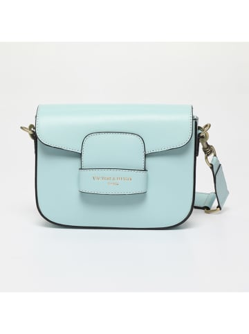 Victor & Hugo Paris Leder-Umhängetasche "Eliane" in Hellblau - (B)26 x (H)16 x (T)6 cm