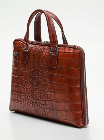 Victor & Hugo Paris Skórzana torebka "Peyton" w kolorze brązowym - 38 x 29 x 6 cm