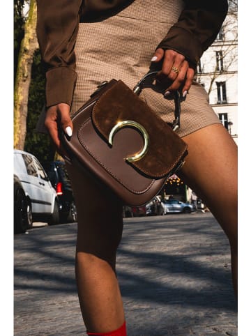 Victor & Hugo Paris Leder-Henkeltasche "Mini Moka" in Braun - (B)24 x (H)19 x (T)10,5 cm