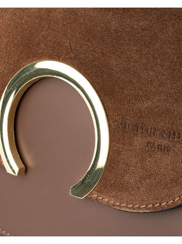 Victor & Hugo Paris Leder-Henkeltasche "Mini Moka" in Braun - (B)24 x (H)19 x (T)10,5 cm