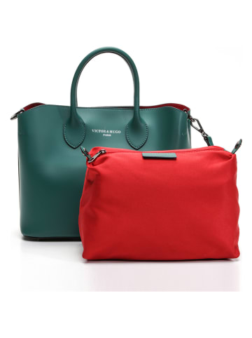 Victor & Hugo Paris Leder-Henkeltasche "Nisa" in Grün - (B)31 x (T)14 cm