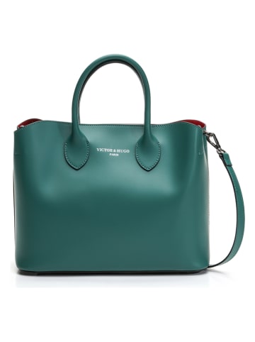 Victor & Hugo Paris Skórzana torebka "Nisa" w kolorze zielonym - 31 x 14 cm