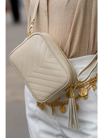 Victor & Hugo Paris Leder-Umhängetasche "Nat" in Creme - (B)20 x (H)15 x (T)6 cm