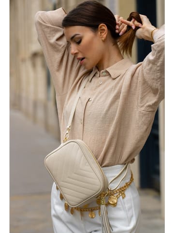 Victor & Hugo Paris Leder-Umhängetasche "Nat" in Creme - (B)20 x (H)15 x (T)6 cm