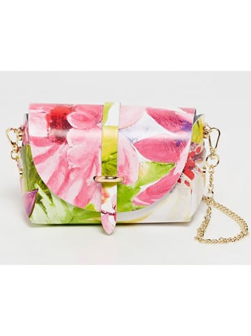 Victor & Hugo Paris Leder-Umhängetasche "Zephyrf" in Creme/ Rosa/ Grün - (B)16 x (H)10 x (T)9 cm