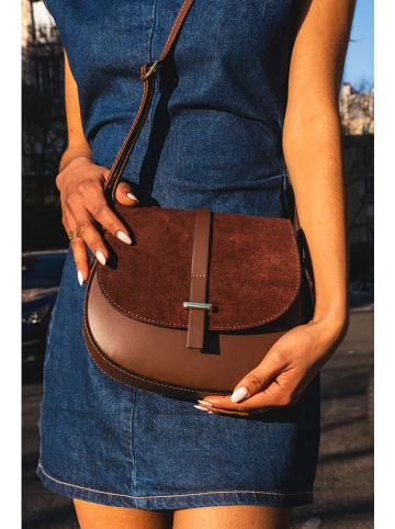 Victor & Hugo Paris Leder-Umhängetasche "Amel" in Braun - (B)22,5 x (H)18,5 x (T)6 cm