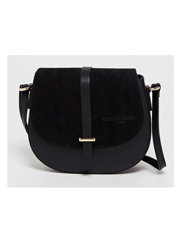 Victor & Hugo Paris Leder-Umhängetasche "Amel" in Schwarz - (B)22,5 x (H)18,5 x (T)6 cm
