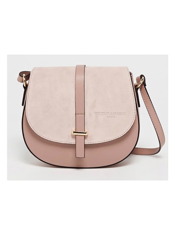 Victor & Hugo Paris Leder-Umhängetasche "Amel" in Rosa - (B)22,5 x (H)18,5 x (T)6 cm