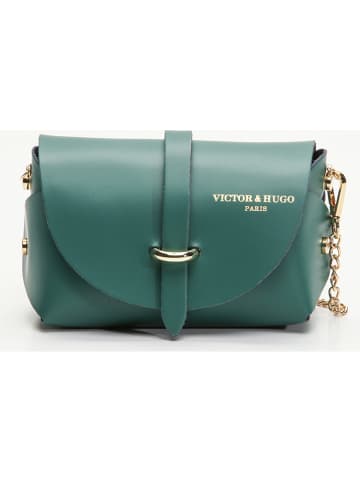 Victor & Hugo Paris Leder-Umhängetasche "Zephyr" in Grün - (B)16 x (H)10 x (T)9 cm