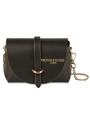 Victor & Hugo Paris Leder-Umhängetasche "Zephyr" in Schwarz - (B)16 x (H)10 x (T)9 cm