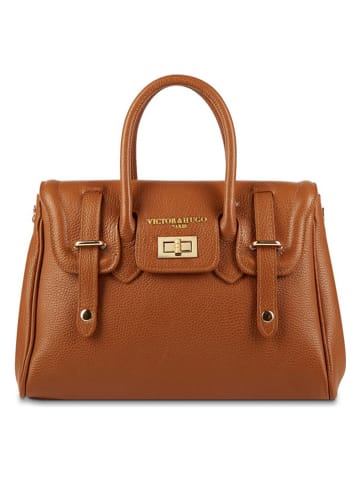 Victor & Hugo Paris Leder-Henkeltasche "Ondine" in Camel - (B)35 x (H)22 x (T)14 cm
