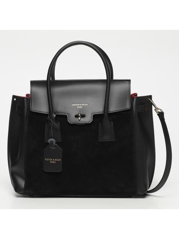 Victor & Hugo Paris Leder-Henkeltasche "Jane" in Schwarz - (B)36 x (H)35 x (T)24 cm
