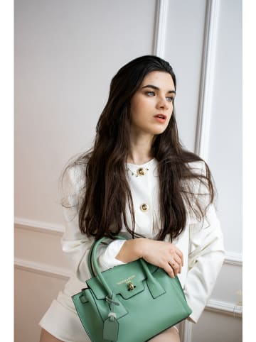 Victor & Hugo Paris Skórzana torebka "Jeny" w kolorze zielonym - 25 x 19 x 7 cm