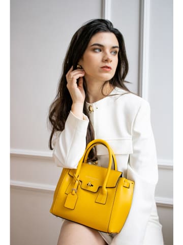 Victor & Hugo Paris Leder-Henkeltasche "Jeny" in Gelb - (B)25 x (H)19 x (T)7 cm