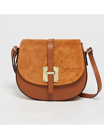 Victor & Hugo Paris Skórzana torebka w kolorze karmelowym - 22 x 18 x 6 cm