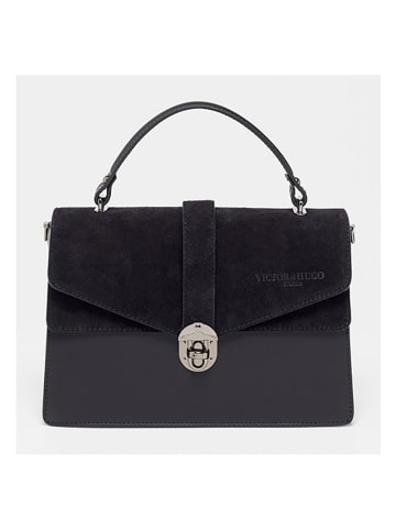 Victor & Hugo Paris Skórzana torebka "Eric" w kolorze czarnym - 28 x 19 x 19 cm