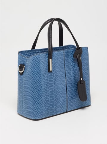 Victor & Hugo Paris Leder-Henkeltasche "Rafa" in Blau - (B)32 x (H)25 x (T)13,5 cm