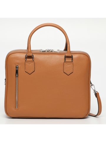Victor & Hugo Paris Leder-Aktentasche "Elio" in Camel - (B)36,5 x (H)28 x (T)12 cm
