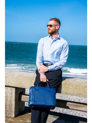 Victor & Hugo Paris Leder-Aktentasche "Elio" in Dunkelblau - (B)36,5 x (H)28 x (T)12 cm