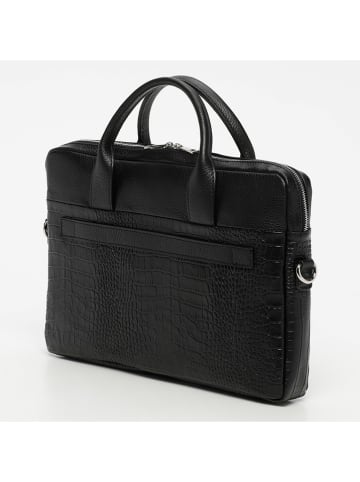 Victor & Hugo Paris Skórzana aktówka "Alberto" w kolorze czarnym - 40 x 30 x 7 cm