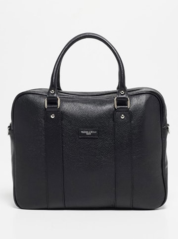 Victor & Hugo Paris Leder-Henkeltasche "Iris" in Schwarz - (B)36 x (H)28 x (T)9 cm