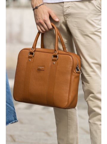 Victor & Hugo Paris Leder-Aktentasche "Iris" in Hellbraun - (B)36 x (H)28 x (T)10 cm