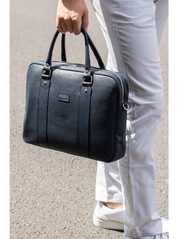 Victor & Hugo Paris Skórzana torebka "Iris" w kolorze granatowym - 36 x 28 x 9 cm