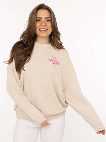 Zwillingsherz Sweatshirt "Feel Good Club" beige