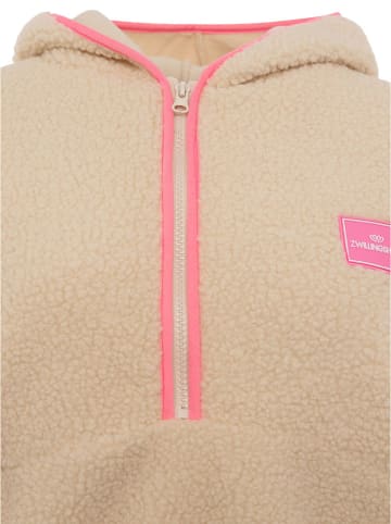 Zwillingsherz Fleecepullover in Beige