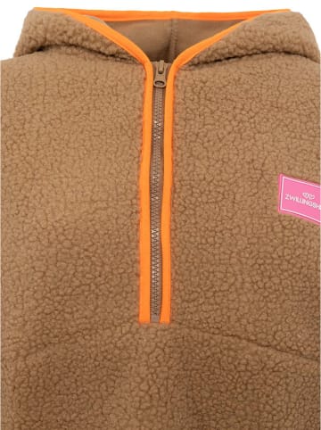 Zwillingsherz Fleecepullover in Hellbraun