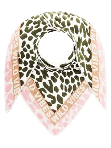 Zwillingsherz Chusta trójkątna w kolorze oliwkowo-kremowym - 200 x 130 cm