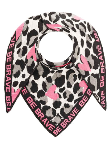 Zwillingsherz Dreieckstuch "Be Brave" in Creme/ Grau/ Rosa - (L)200 x (B)130 cm