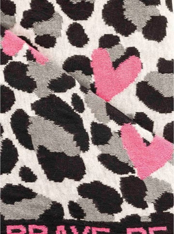 Zwillingsherz Driehoekige sjaal "Be Brave" crème/grijs/lichtroze - (L)200 x (B)130 cm